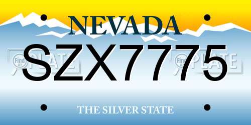 SZX7775 Nevada License Plate