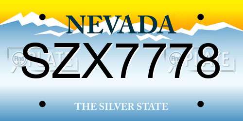 SZX7778 Nevada License Plate