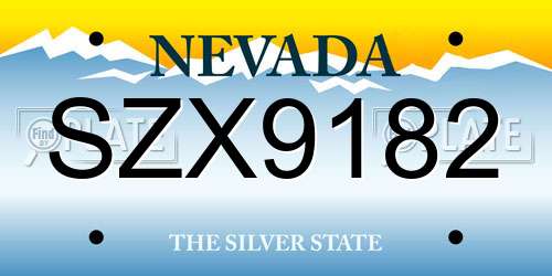 SZX9182 Nevada License Plate