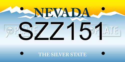 SZZ151 Nevada License Plate