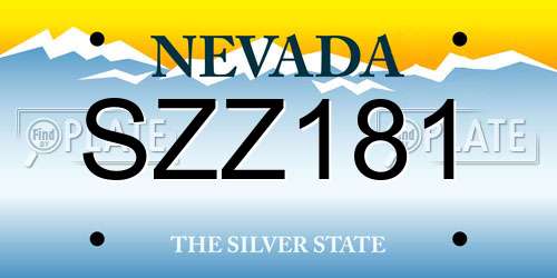SZZ181 Nevada License Plate