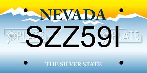 SZZ59I Nevada License Plate