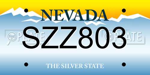 SZZ803 Nevada License Plate