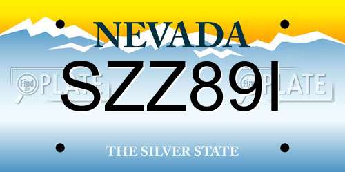 SZZ89I Nevada License Plate