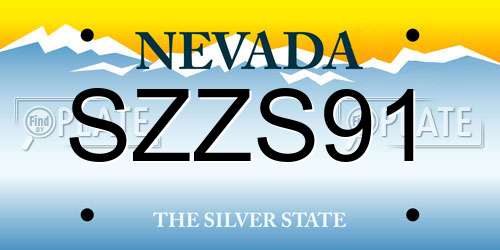 SZZS91 Nevada License Plate