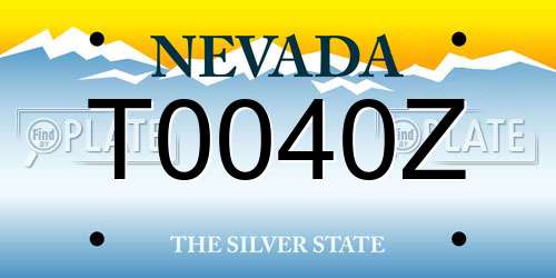 T0040Z Nevada License Plate