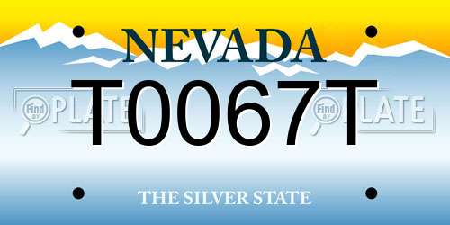 T0067T Nevada License Plate
