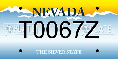 T0067Z Nevada License Plate