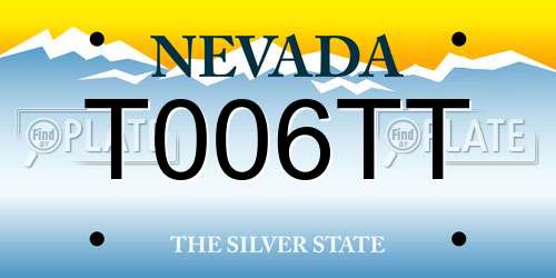 T006TT Nevada License Plate