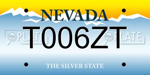 T006ZT Nevada License Plate