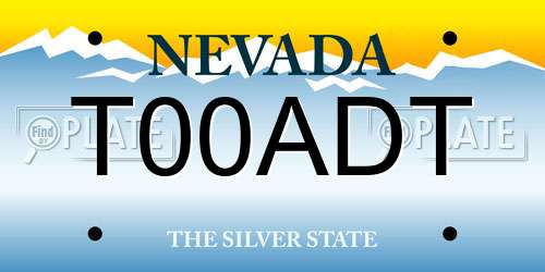 T00ADT Nevada License Plate