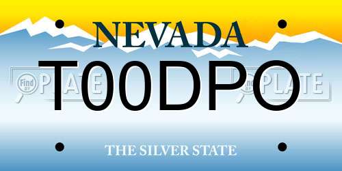T00DPO Nevada License Plate