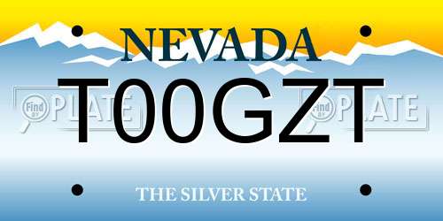 T00GZT Nevada License Plate