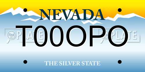 T00OPO Nevada License Plate