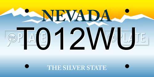 T012WU Nevada License Plate