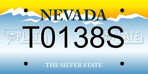 T0138S Nevada License Plate