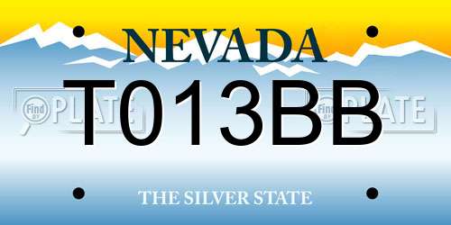 T013BB Nevada License Plate