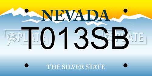 T013SB Nevada License Plate