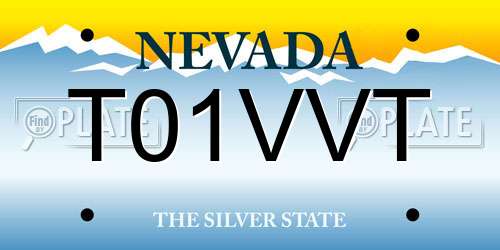 T01VVT Nevada License Plate