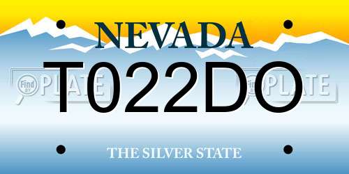 T022DO Nevada License Plate