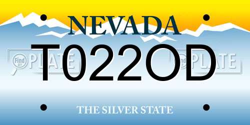 T022OD Nevada License Plate