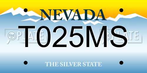 T025MS Nevada License Plate