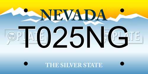 T025NG Nevada License Plate
