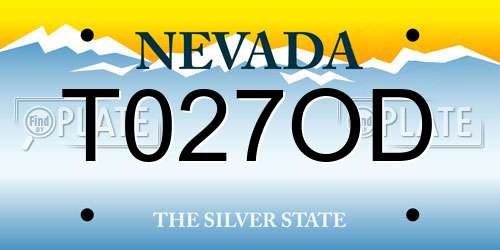 T027OD Nevada License Plate
