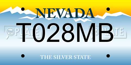 T028MB Nevada License Plate