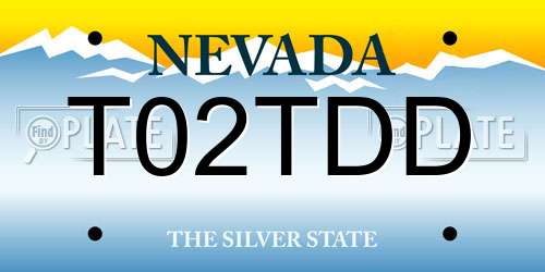 T02TDD Nevada License Plate