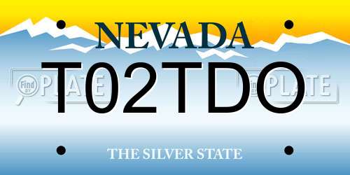 T02TDO Nevada License Plate