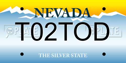 T02TOD Nevada License Plate