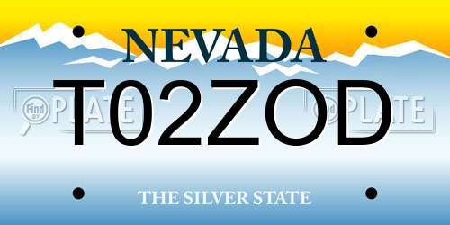 T02ZOD Nevada License Plate