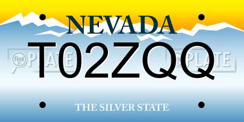 T02ZQQ Nevada License Plate