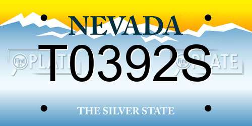 T0392S Nevada License Plate