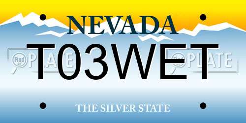 T03WET Nevada License Plate