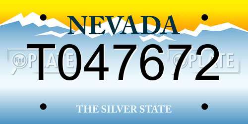 T047672 Nevada License Plate