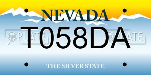 T058DA Nevada License Plate