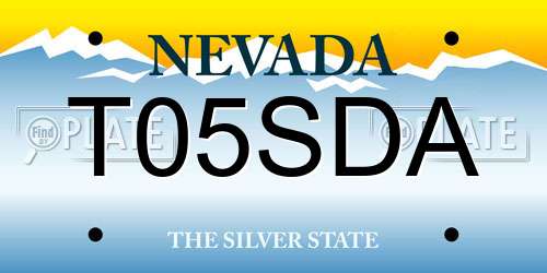 T05SDA Nevada License Plate