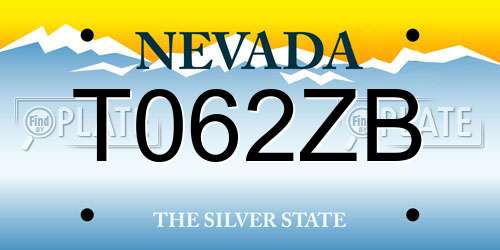 T062ZB Nevada License Plate