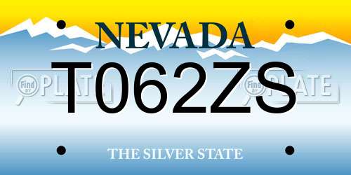 T062ZS Nevada License Plate