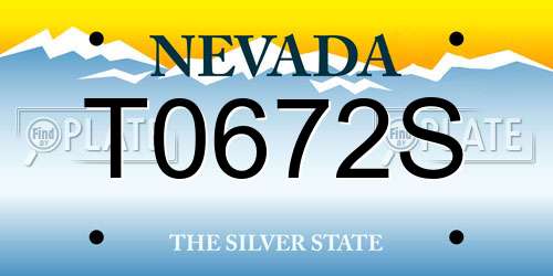 T0672S Nevada License Plate