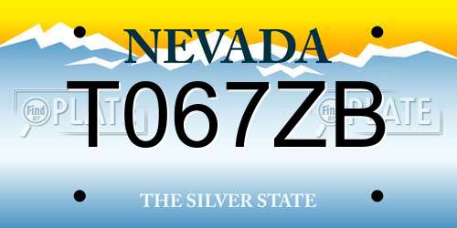 T067ZB Nevada License Plate