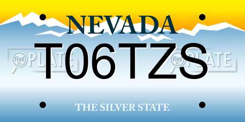 T06TZS Nevada License Plate