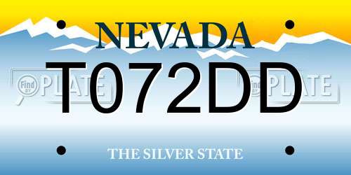 T072DD Nevada License Plate