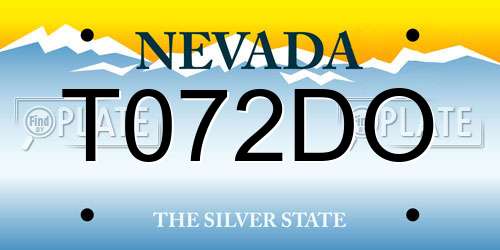 T072DO Nevada License Plate