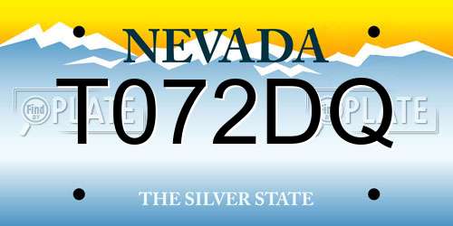 T072DQ Nevada License Plate