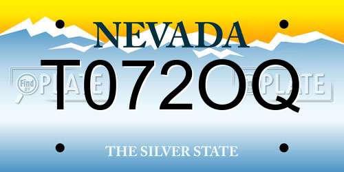 T072OQ Nevada License Plate
