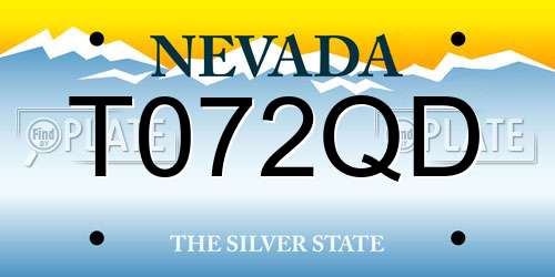 T072QD Nevada License Plate