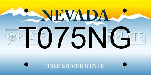 T075NG Nevada License Plate